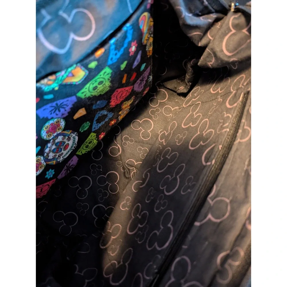 Disney Dia de los Muertos Sugar Skull Mickey Minnie Satchel Bag Crossbody Black
